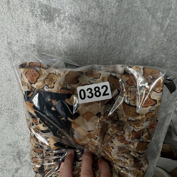 Marsha Brander for Componix Pants Women 8 Brown Geometric Palazzo Pants Neutral - Picture 8 of 8